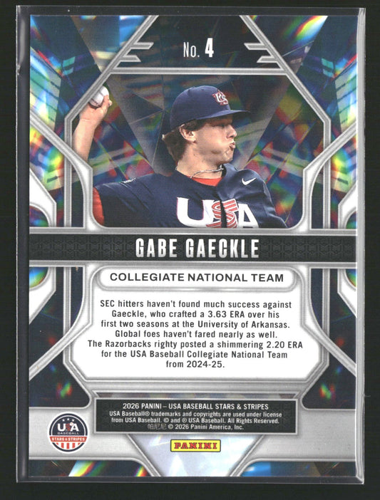2026 Panini Stars & Stripes Prizm USA Baseball #4 Gabe Gaeckle Prizmatic