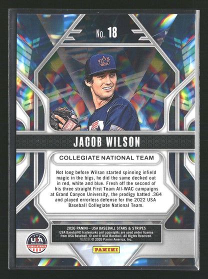 2026 Panini Stars & Stripes Prizm USA Baseball #18 Jacob Wilson Prizmatic