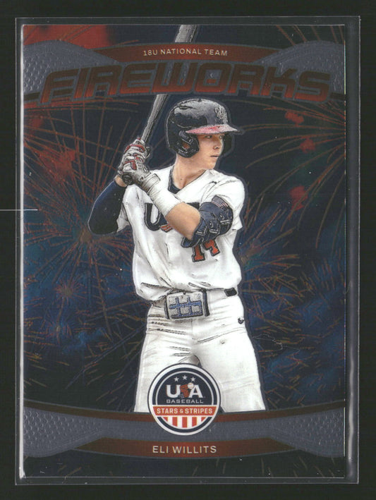 2026 Panini Stars & Stripes Prizm USA Baseball #25 Eli Willits Fireworks