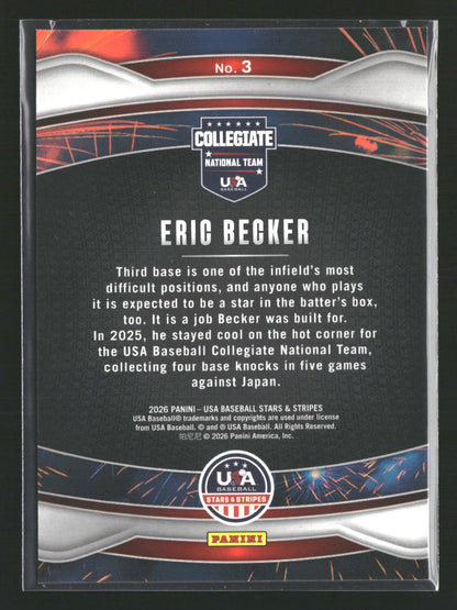 2026 Panini Stars & Stripes Prizm USA Baseball #3 Eric Becker Fireworks
