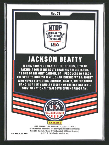 2026 Panini Stars & Stripes Prizm USA Baseball - Ruby Wave #71 Jackson Beatty