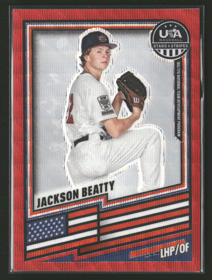 2026 Panini Stars & Stripes Prizm USA Baseball - Ruby Wave #71 Jackson Beatty