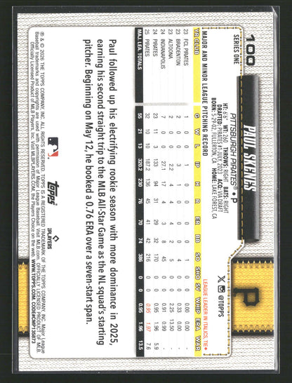 2026 Topps #100 Paul Skenes Holiday