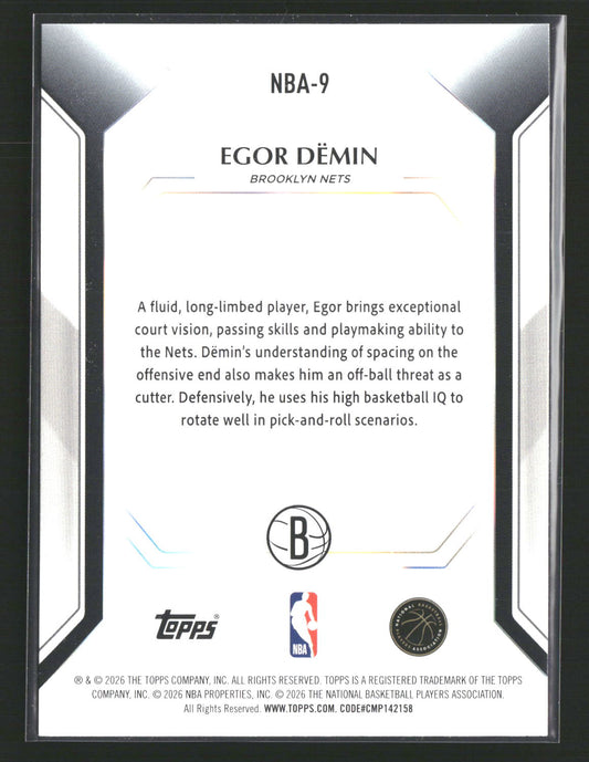 2025-26 Topps Now #12 Egor Demin